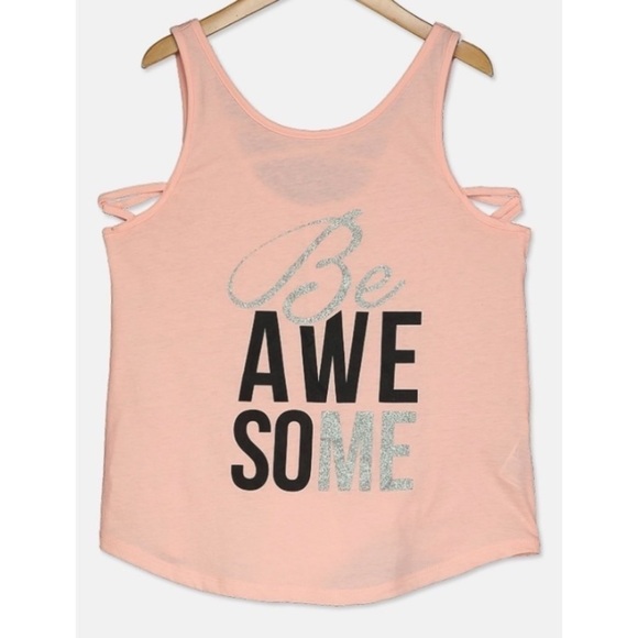 Nwt Ideology Big Girls Graphic Strappy-Back Tank Top, Satin Pink - Picture 1 of 5